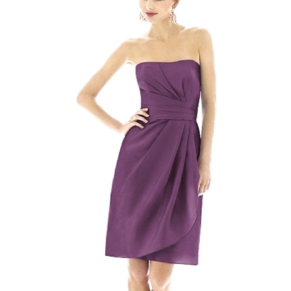 Alfred Sung Majestic Purple Dessy Strapless Cocktail Dress